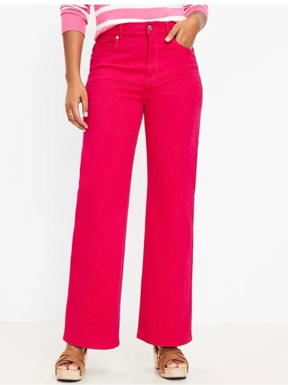 Loft Magenta High-Waist Wide Leg Jeans 12/31